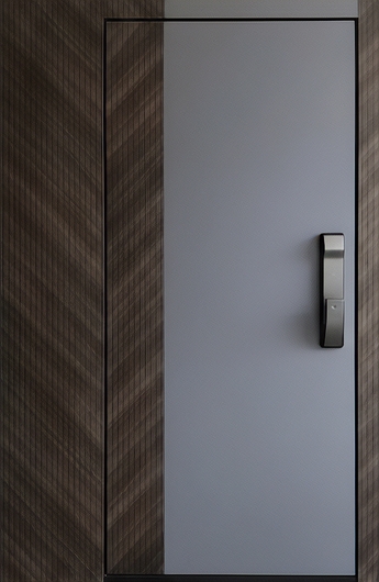 Стальная дверь с боковым расширением, скрытыми петлями, умным замком и комбинированной отделкой МДФ